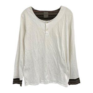 Ships Jet Blue Classic White Cotton Long Sleeve Tee | Women’s Size L